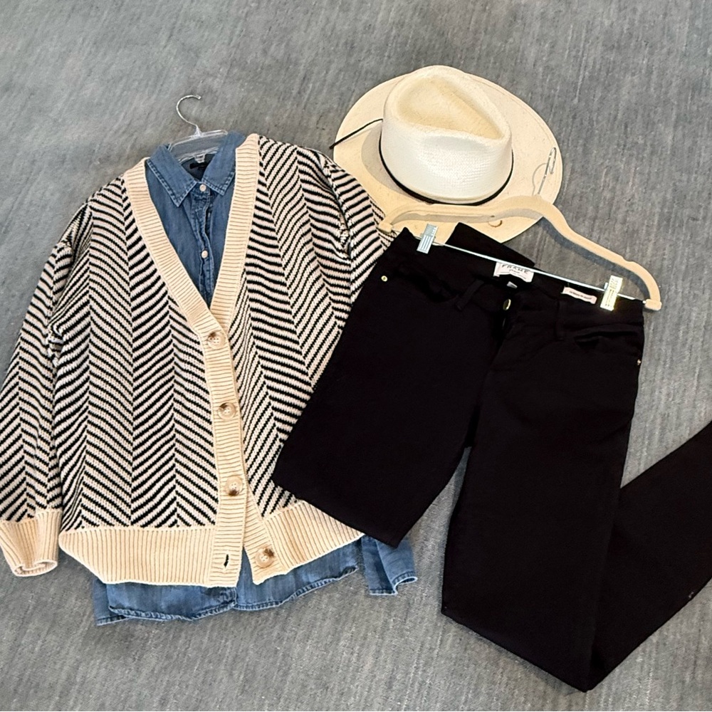 Striped V-Neck Cardigan Sweater